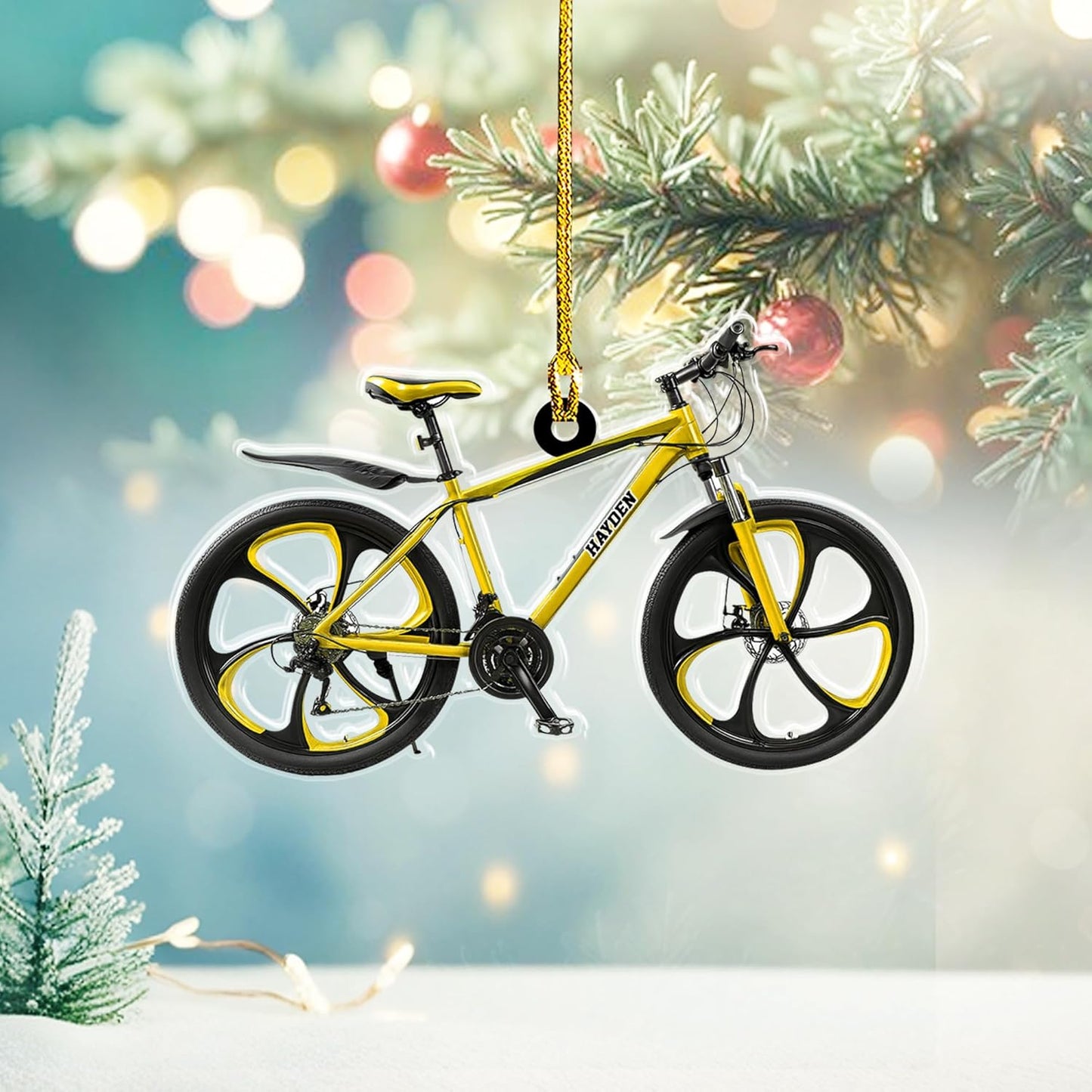 Custom Name Cycling Acrylic Ornament – Personalized Bike Gift, Christmas Tree Keepsake for Cycling Enthusiasts TC37