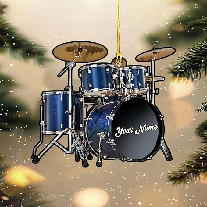 Personalized Drum Set Ornament - Custom Acrylic Christmas Gift for Drummers & Music Lovers LL7