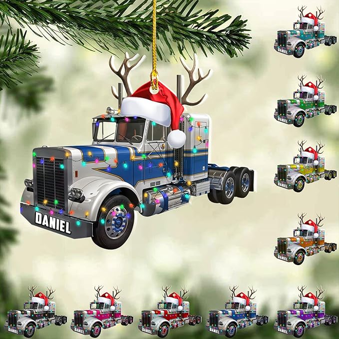 Personalized Semi Truck Christmas Decor - Truck Driver Ornament Gift L9