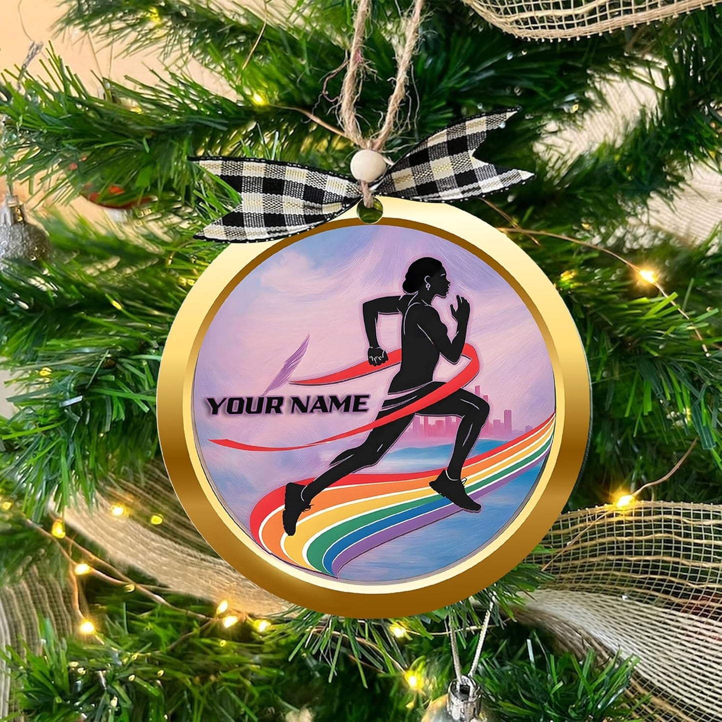 Custom Running 2D Flat Ornament – Personalized Marathon Acrylic Gift, Athlete Christmas Decoration TM6