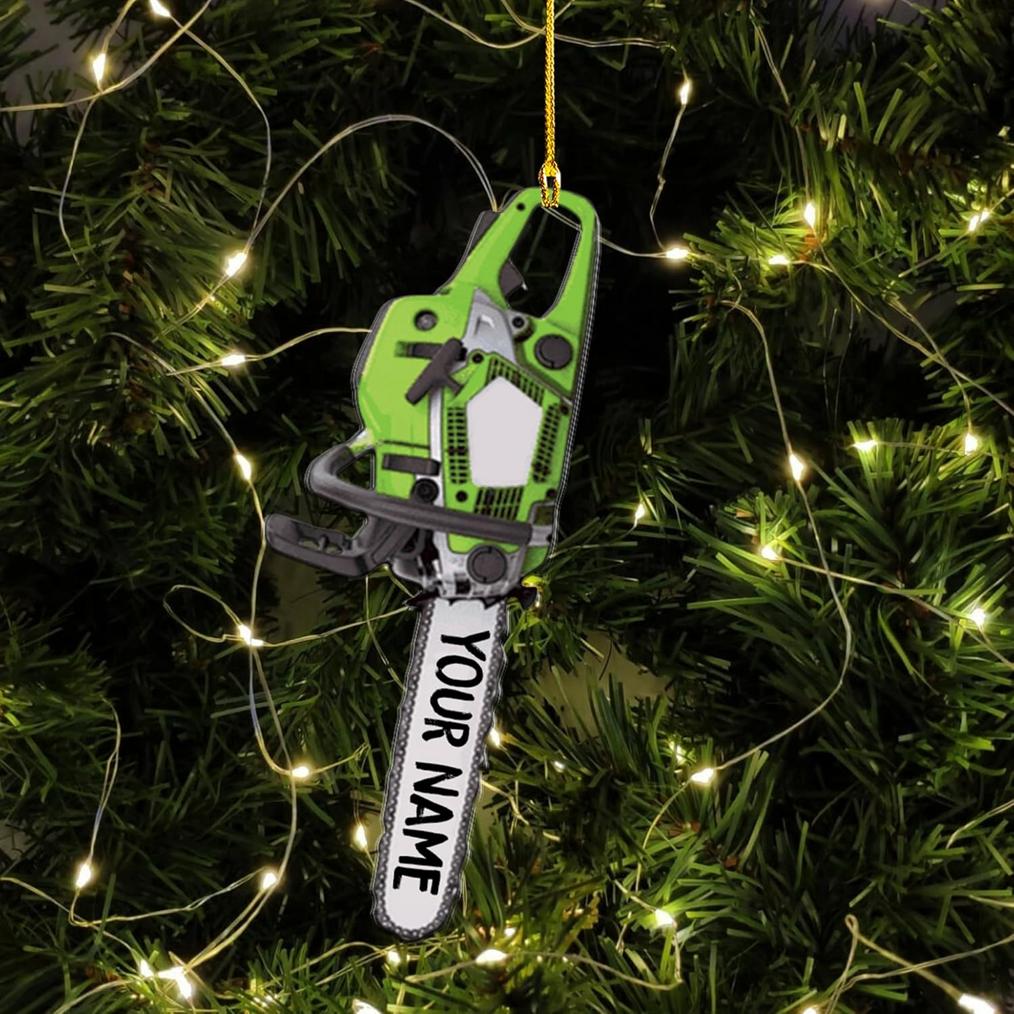 Personalized Chainsaw Ornament – Carpenter Lumberjack Christmas Ornament H2
