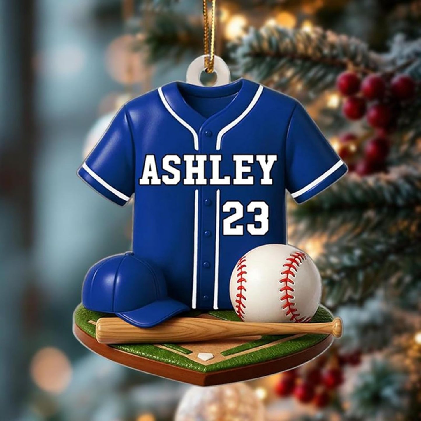Personalized Baseball Christmas Ornament – Custom Name Acrylic Ornament, Sports Holiday Decoration, Baseball Player Gift TH22