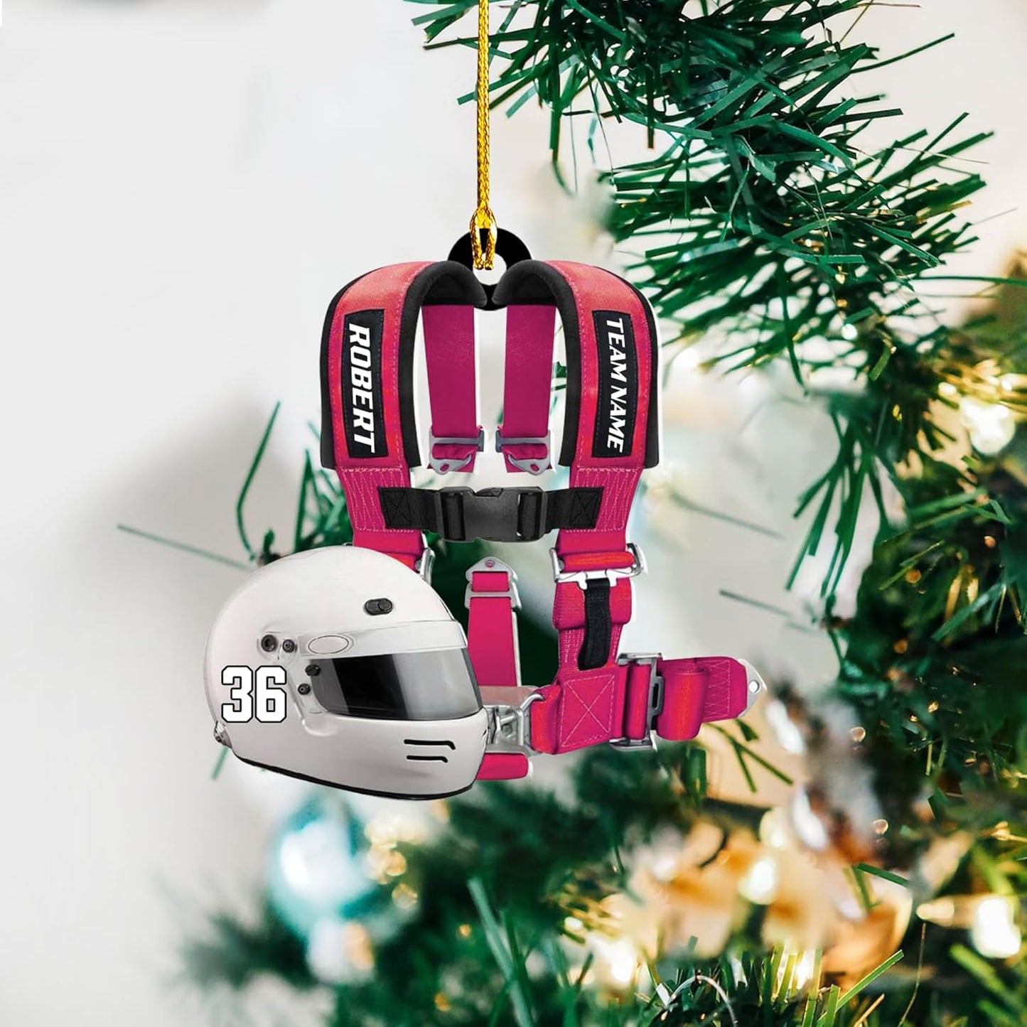 Personalized Race Car Christmas Ornament – Custom Acrylic Car Lover Gift, Racing Tree Decoration TR35