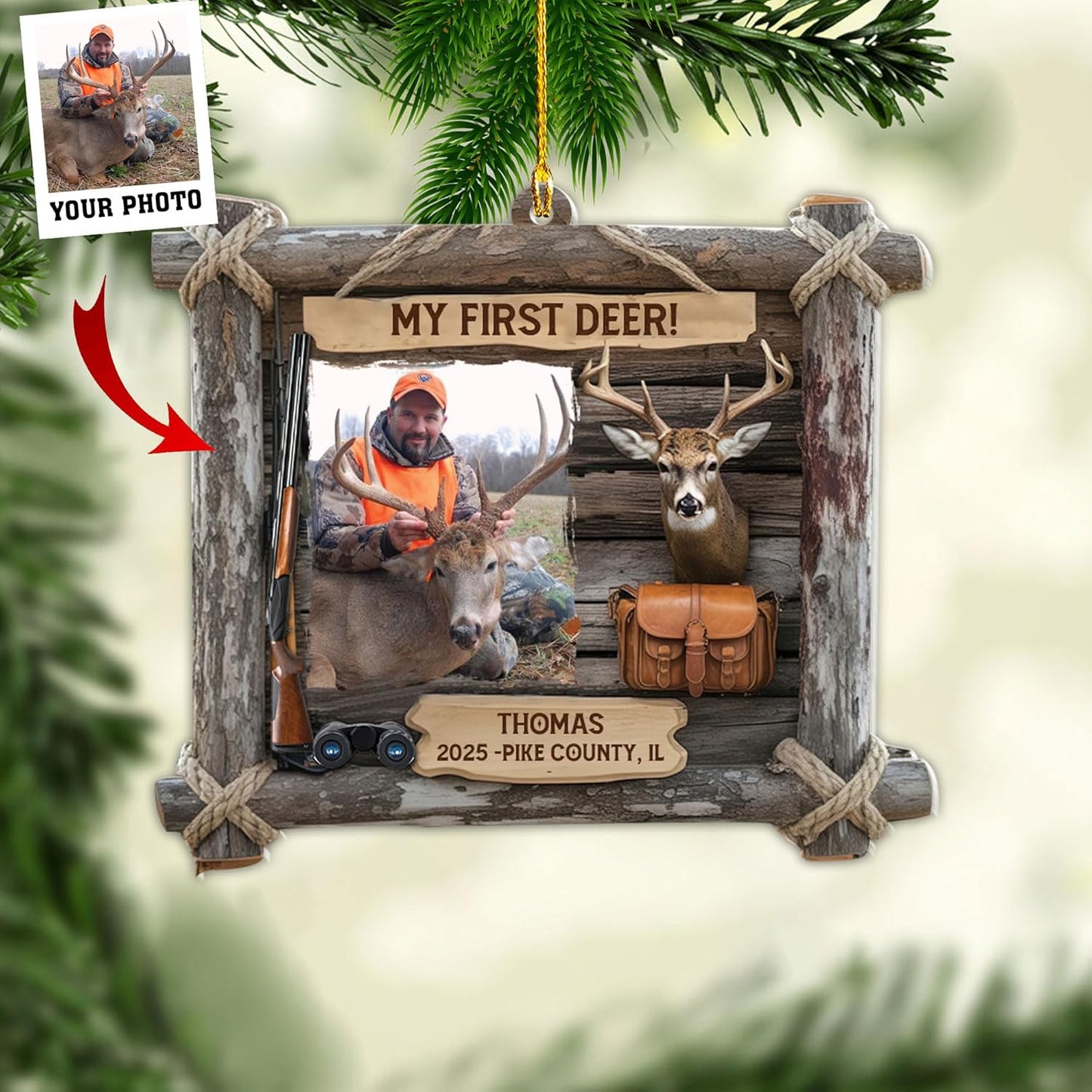 Personalized Hunting Ornament, Hunter Christmas Acrylic Ornament 2025 T13