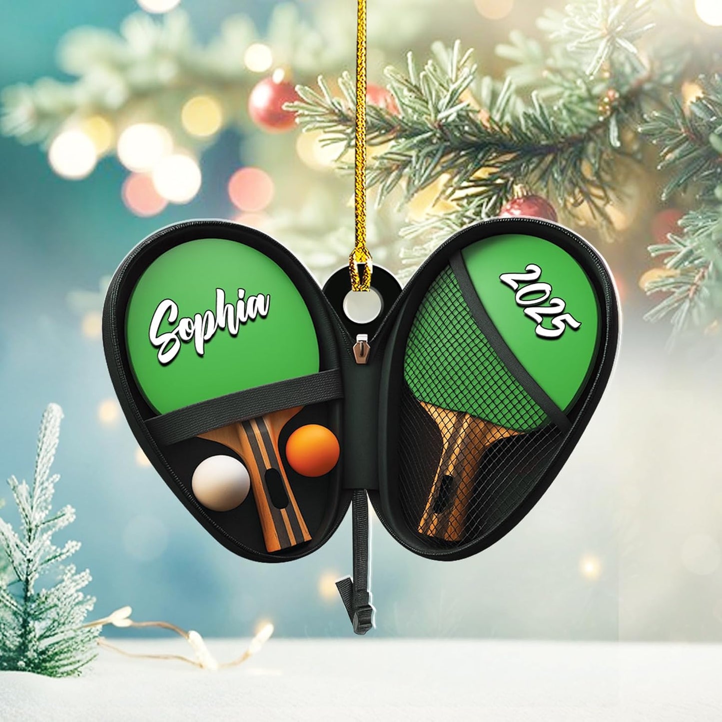 Custom Name Table Tennis Christmas Ornament – Personalized Acrylic Ping Pong Player Gift, Sport-Themed Holiday Decoration TT18