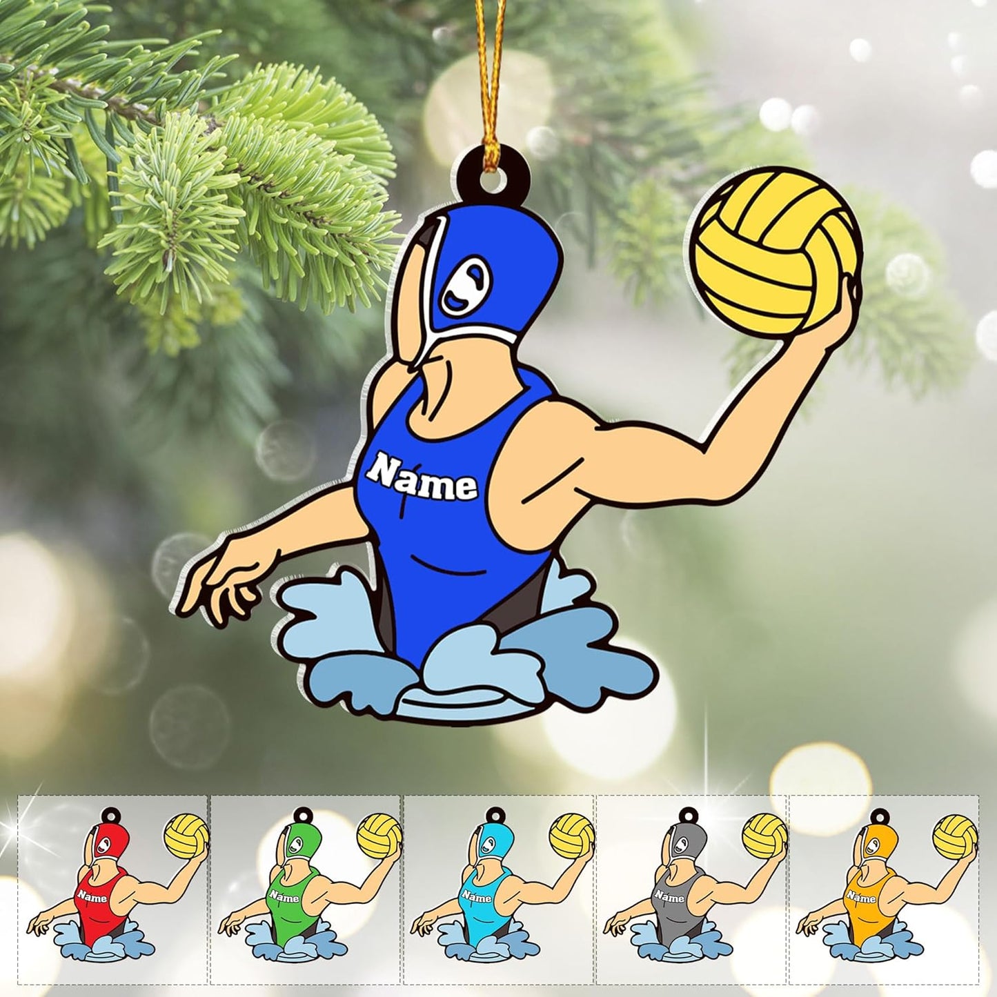 Custom Name Water Polo Christmas Ornament – Personalized Wayer Polo Ornament, Sport Holiday Tree Decoration TW7