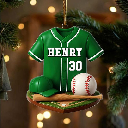 Personalized Baseball Christmas Ornament – Custom Name Acrylic Ornament, Sports Holiday Decoration, Baseball Player Gift TH22