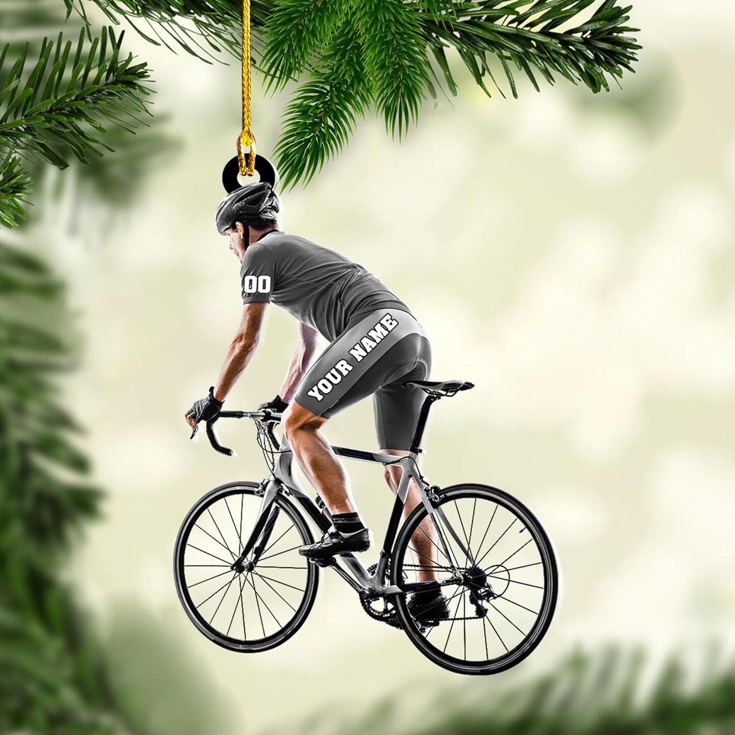 Custom Name Cycling Acrylic Ornament – Personalized Bike Gift, Christmas Tree Keepsake for Cycling Enthusiasts TC18
