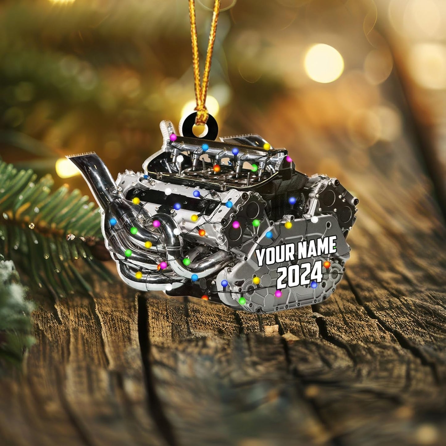 Personalized Drag Racing Christmas Ornament – Custom Hot Rod Engine Acrylic Ornament, Mechanic Automotive Gift, Power Tool Racecar Decoration for Racing Lovers TDR4