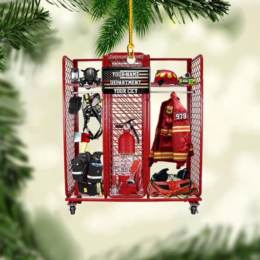 Personalized Firefighter Locker Christmas Ornament Style 1