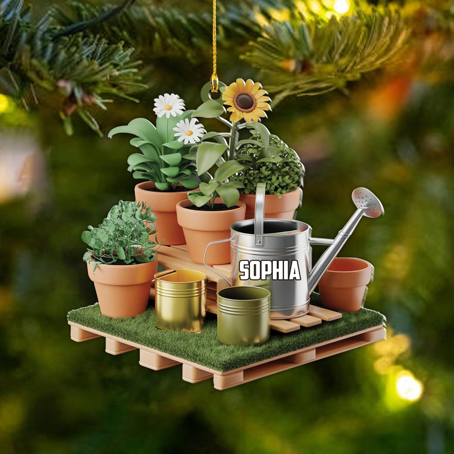 Custom Name Garden Equipment Ornament | Gardener Christmas Tree Decor Gift for Plant & Nature Lovers TG74
