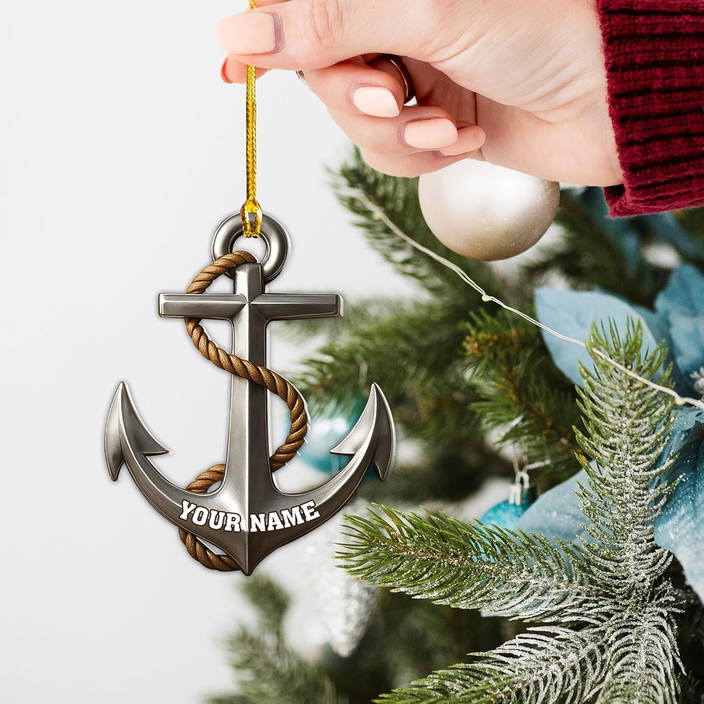 Personalized Sailor Ornament – Custom Captain Sailor Acrylic Ornament, Unique Sailing Glass Keepsake, Navy Captain Holiday Gift for Sailors TS10