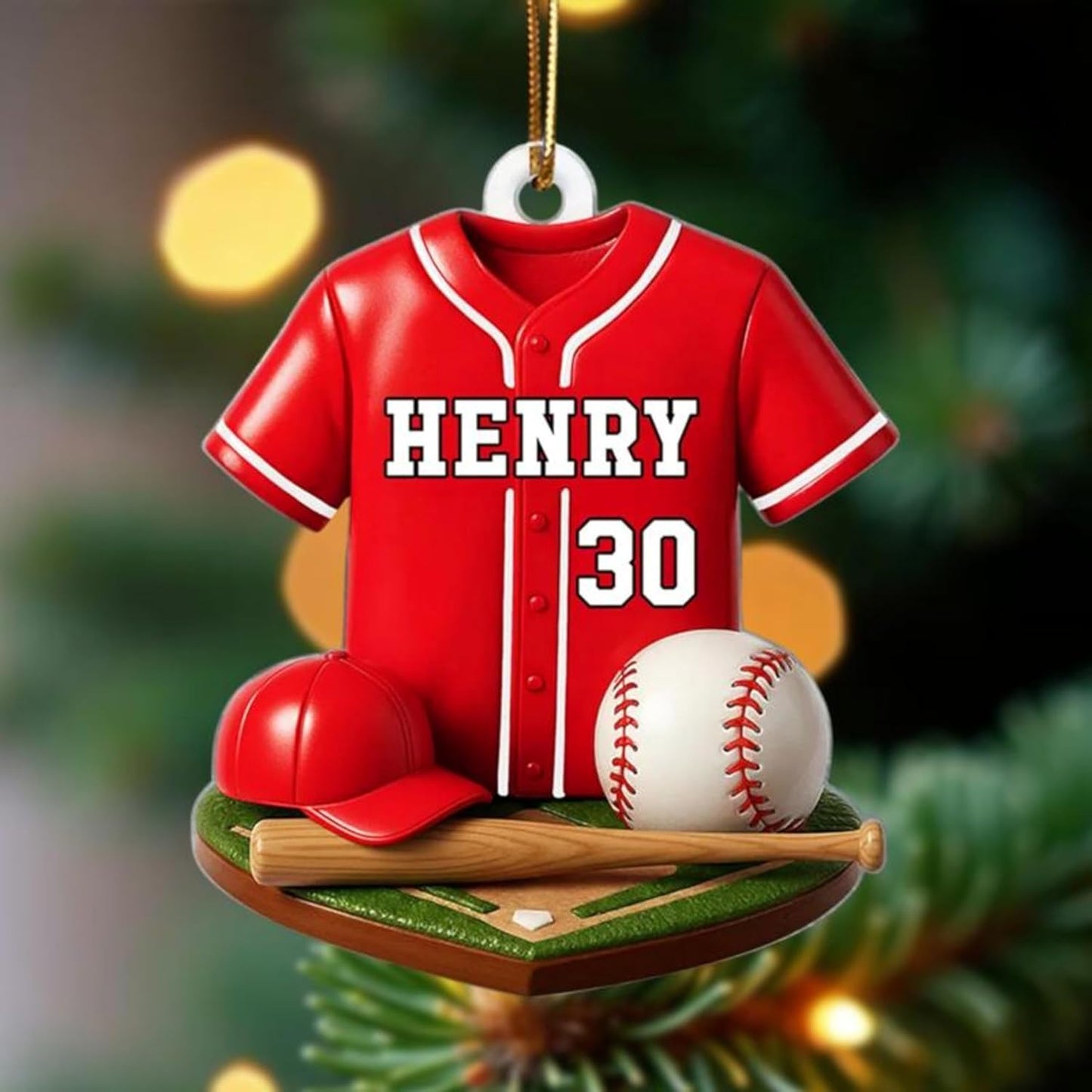 Personalized Baseball Christmas Ornament – Custom Name Acrylic Ornament, Sports Holiday Decoration, Baseball Player Gift TH22