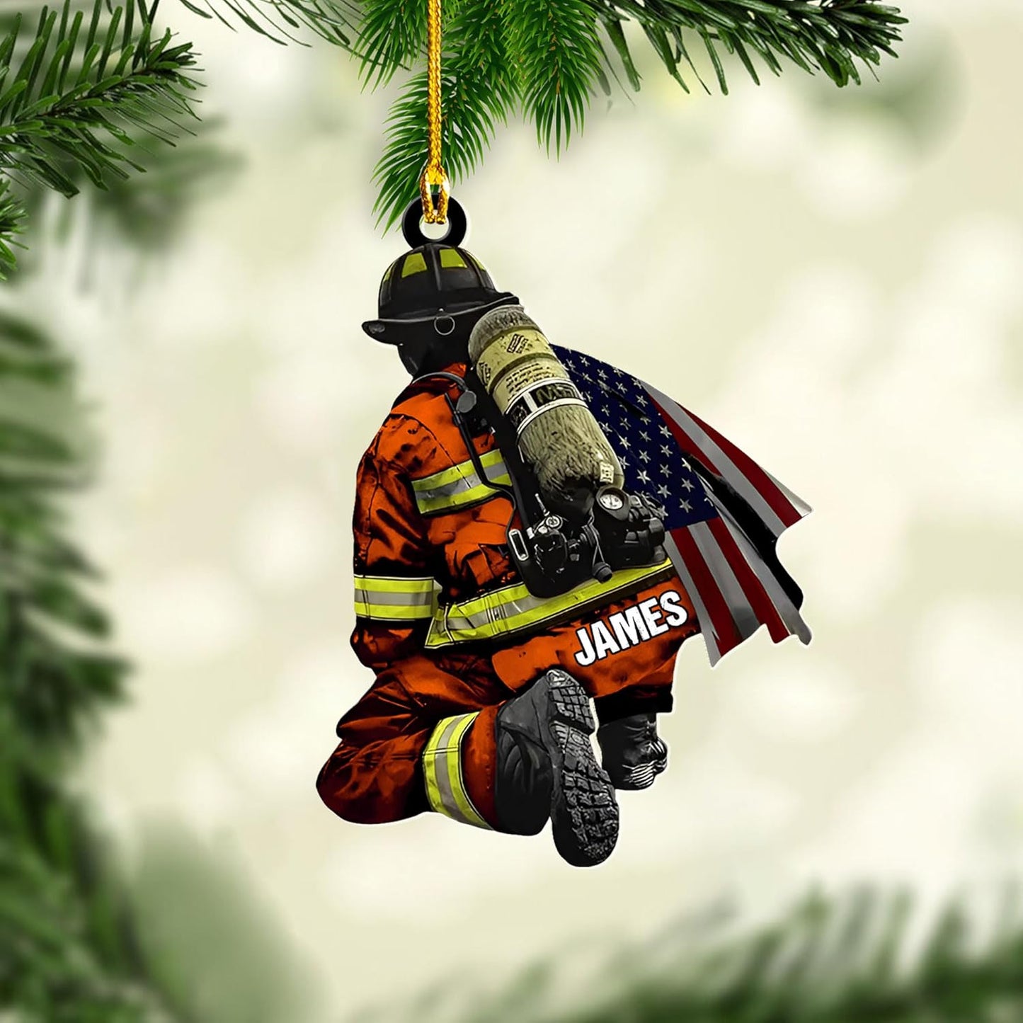 Personalized Firefighter Christmas Ornament Style 2