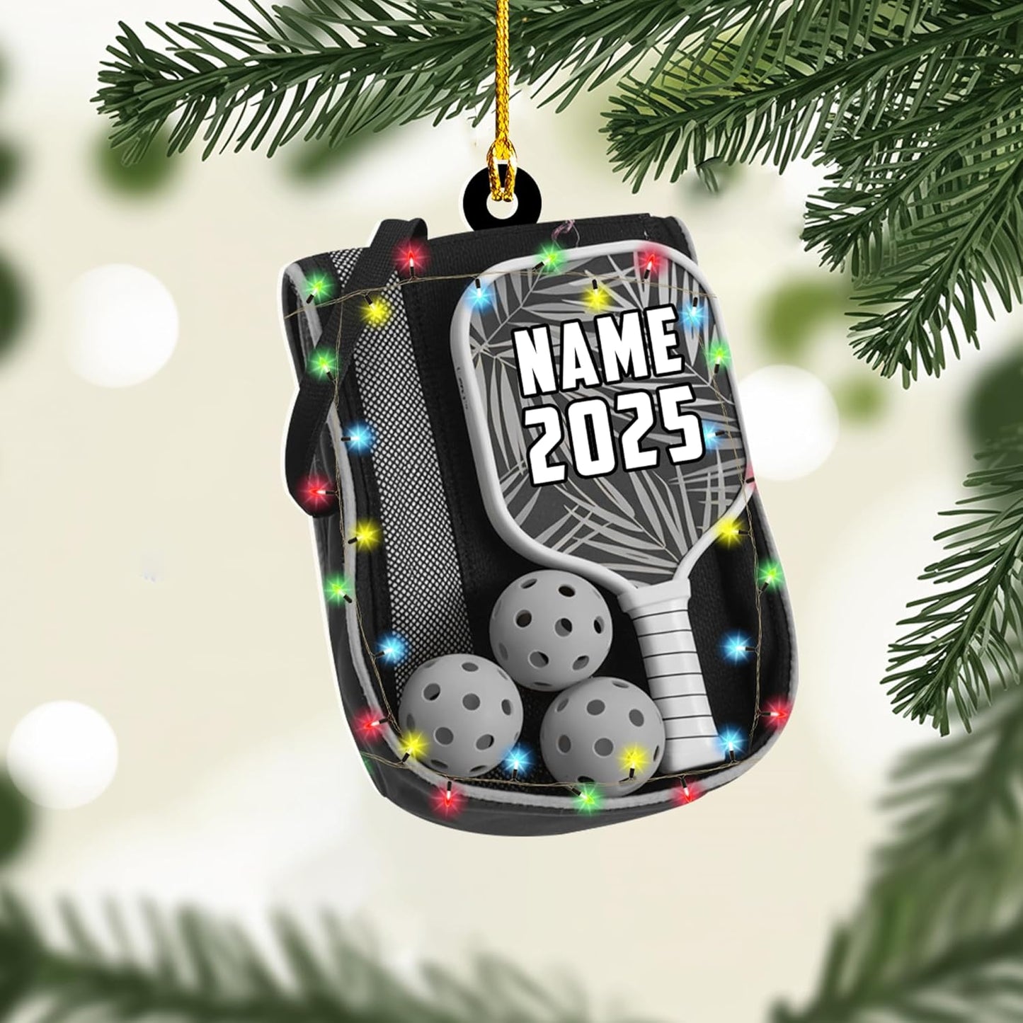 Custom Name and Year Pickleball Bag Ornament – Pickleball Christmas Ornament 4