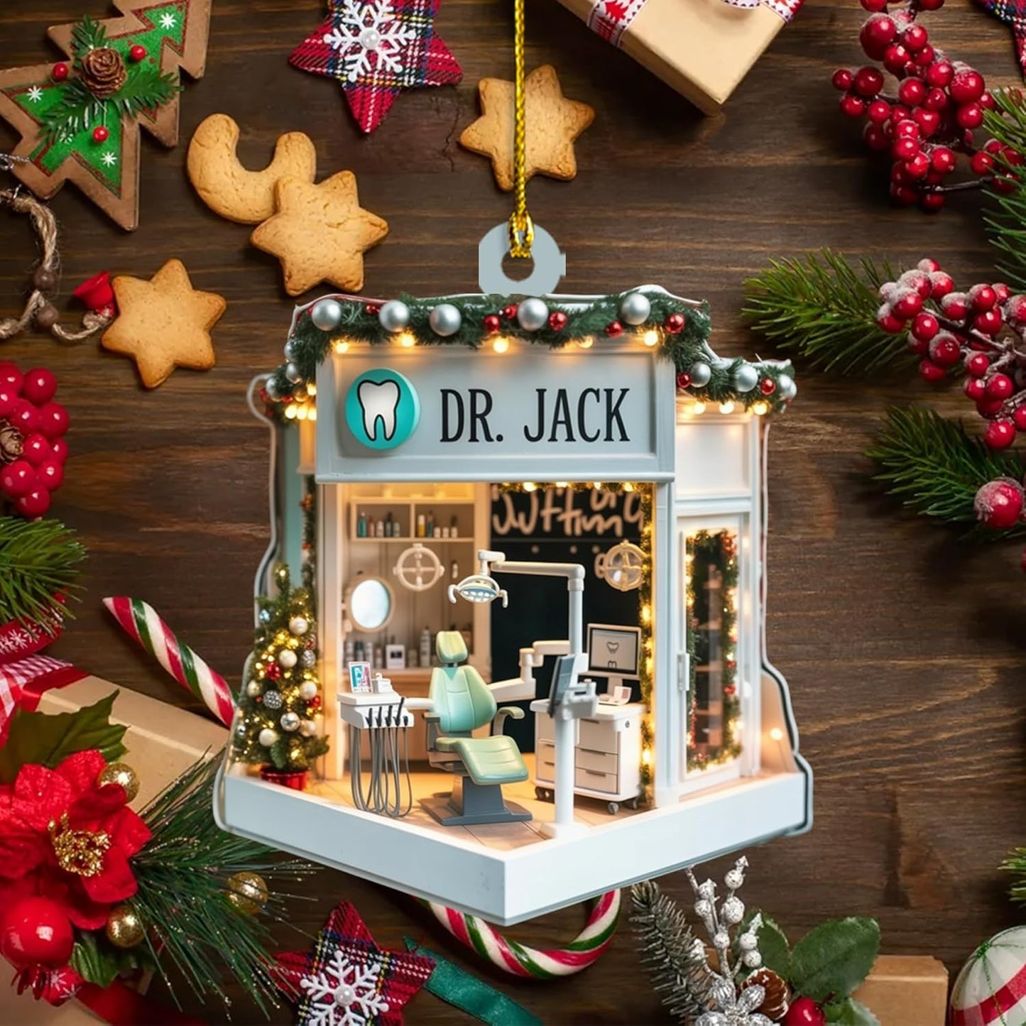 Custom Dentist Office Christmas Ornament