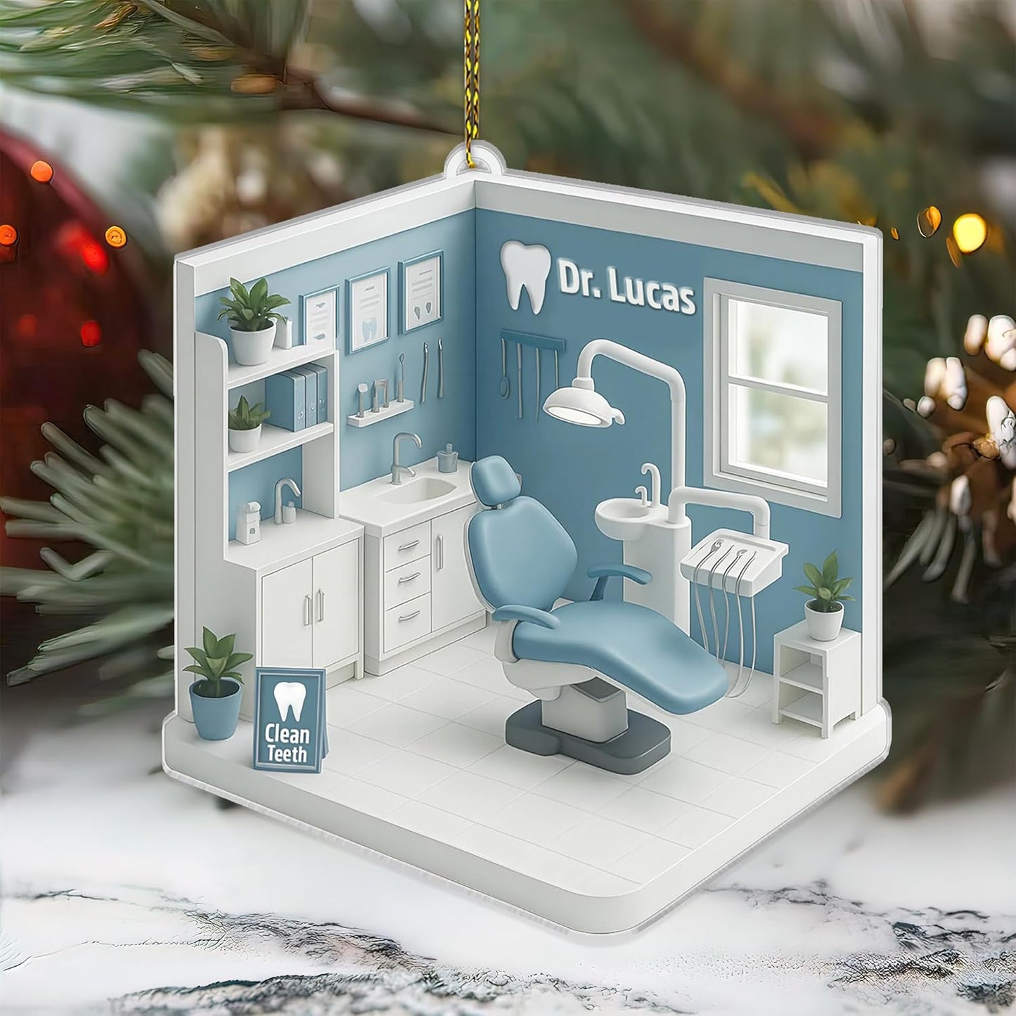 Custom Dentist Office Christmas Ornament Style 7