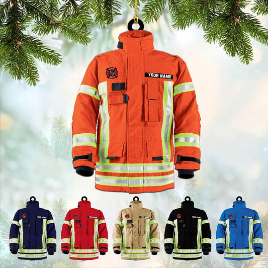 Personalized Firefighter Uniform Christmas Ornament Style 11