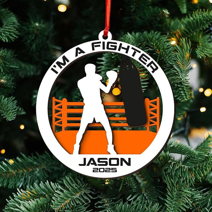 Personalized Boxing Gloves Christmas Ornament - Custom Name Boxing Ornament Gift LL28