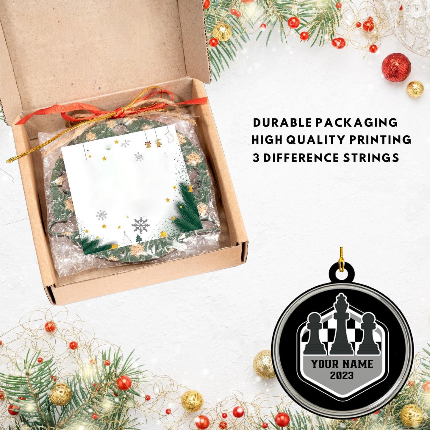 Personalized Name Chess Ornament Gift for Men Women Chess Team Player N02