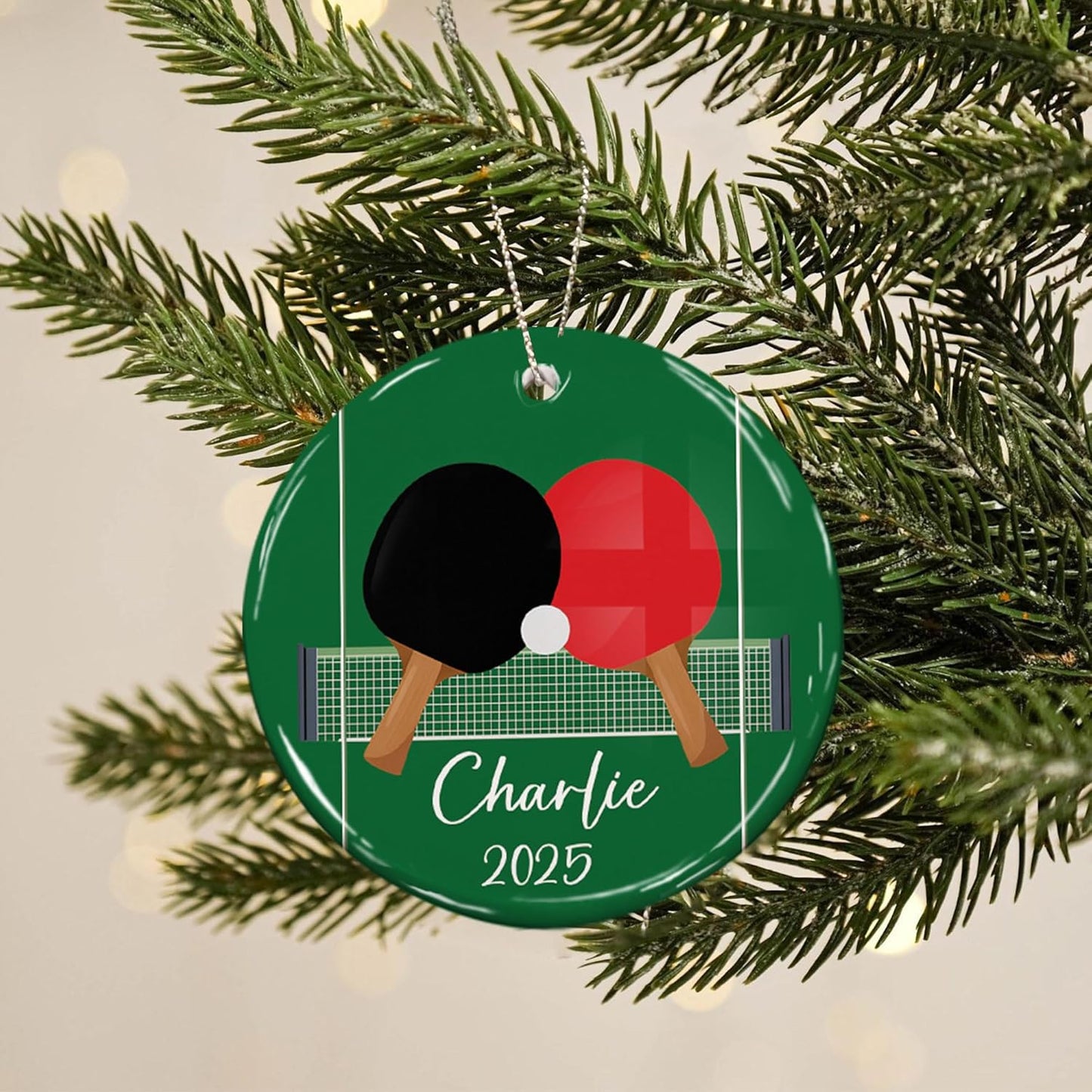 Custom Ping Pong Christmas Ceramic Ornament – Personalized Ceramic Table Tennis Gift, Sport Holiday Tree Decoration, Unique Ping Pong Player Keepsake TT23