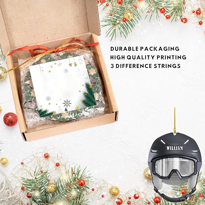 Personalized Snow Skiing Ornament, Custom Colored Skiing Mask Shape Ornament NO7