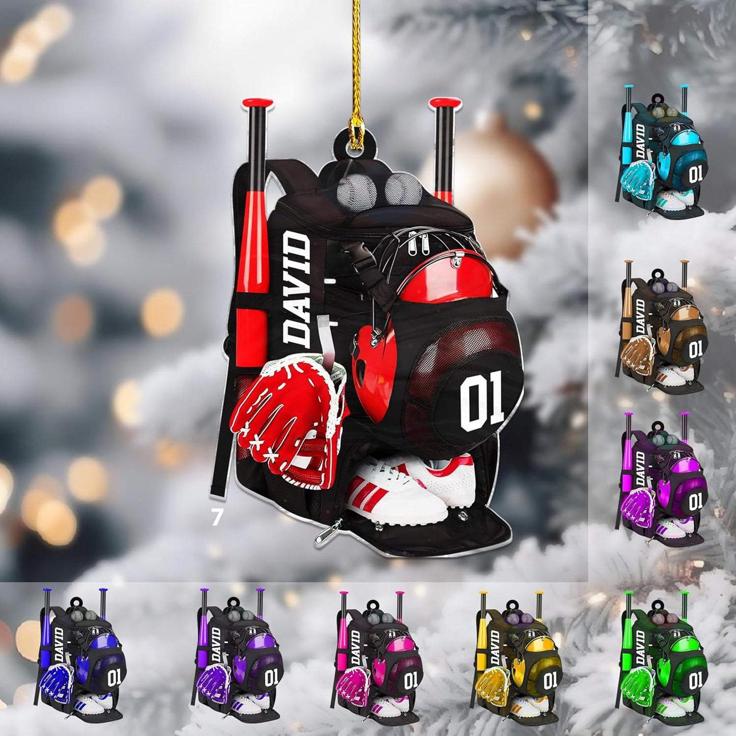 Personalized Baseball Christmas Ornament – Custom Name Acrylic Ornament, Sports Holiday Decoration, Baseball Player Gift TH28