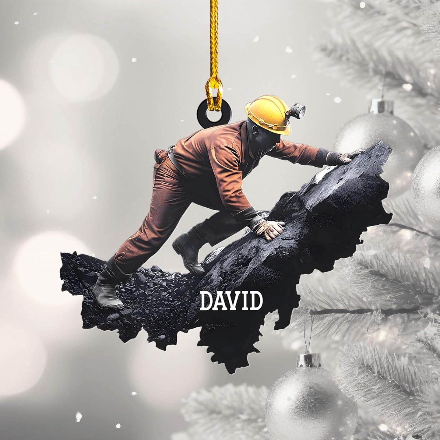 Custom Coal Miner Christmas Ornament – Personalized Name Decor Cmn6