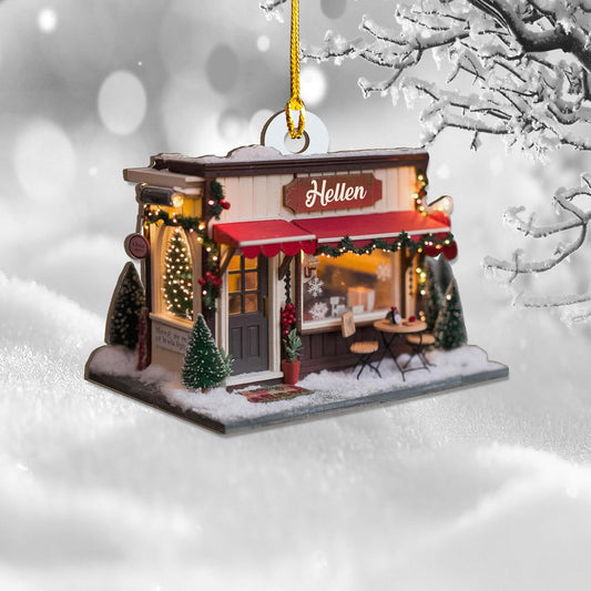 Personalized Coffee House Ornament – Unique Holiday Keepsake for Coffee Lover TC22