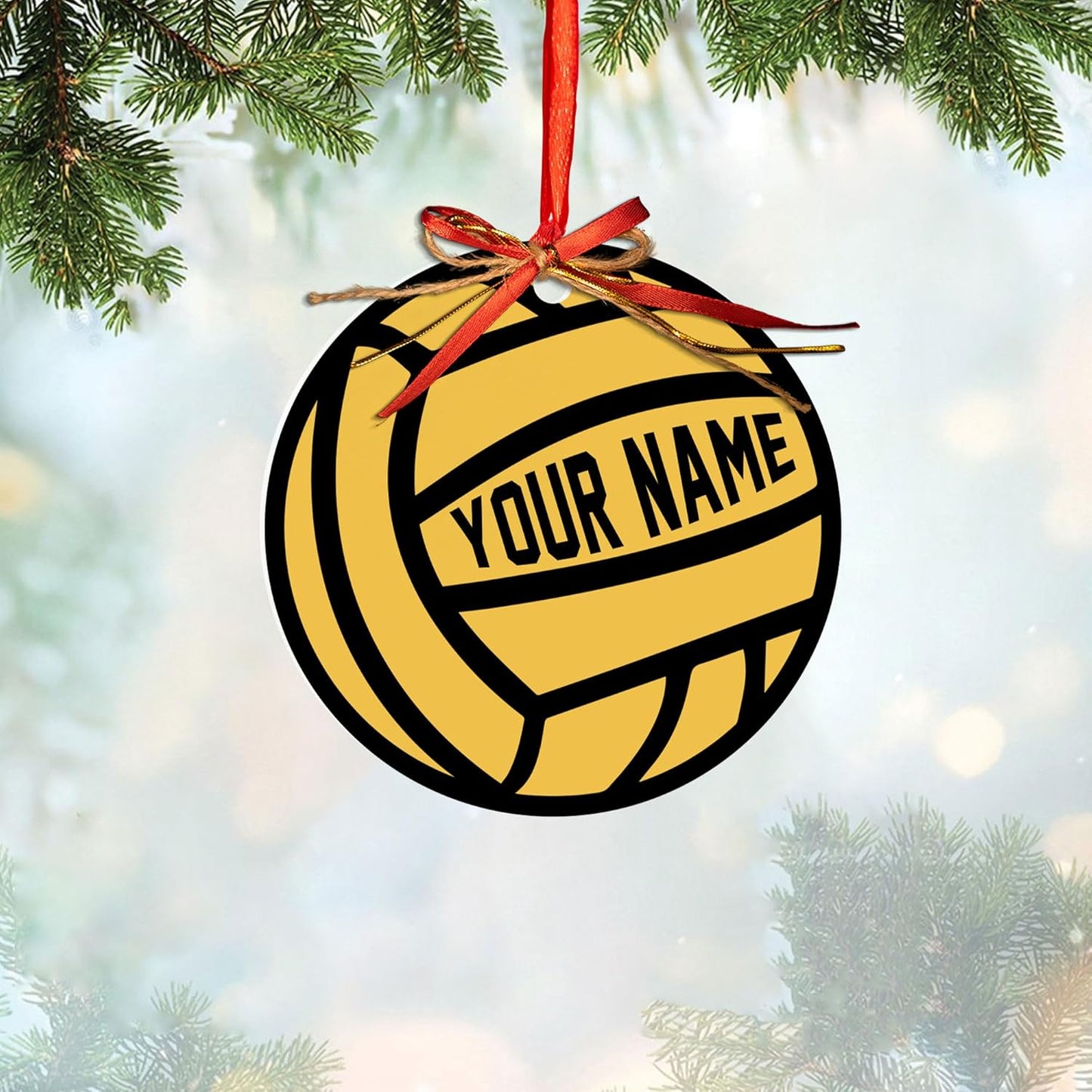 Custom Name Water Polo Ball Christmas Ornament – Personalized Water Polo Ball Ornament, Sport Holiday Tree Decoration, Gift for Water Polo Players TW2