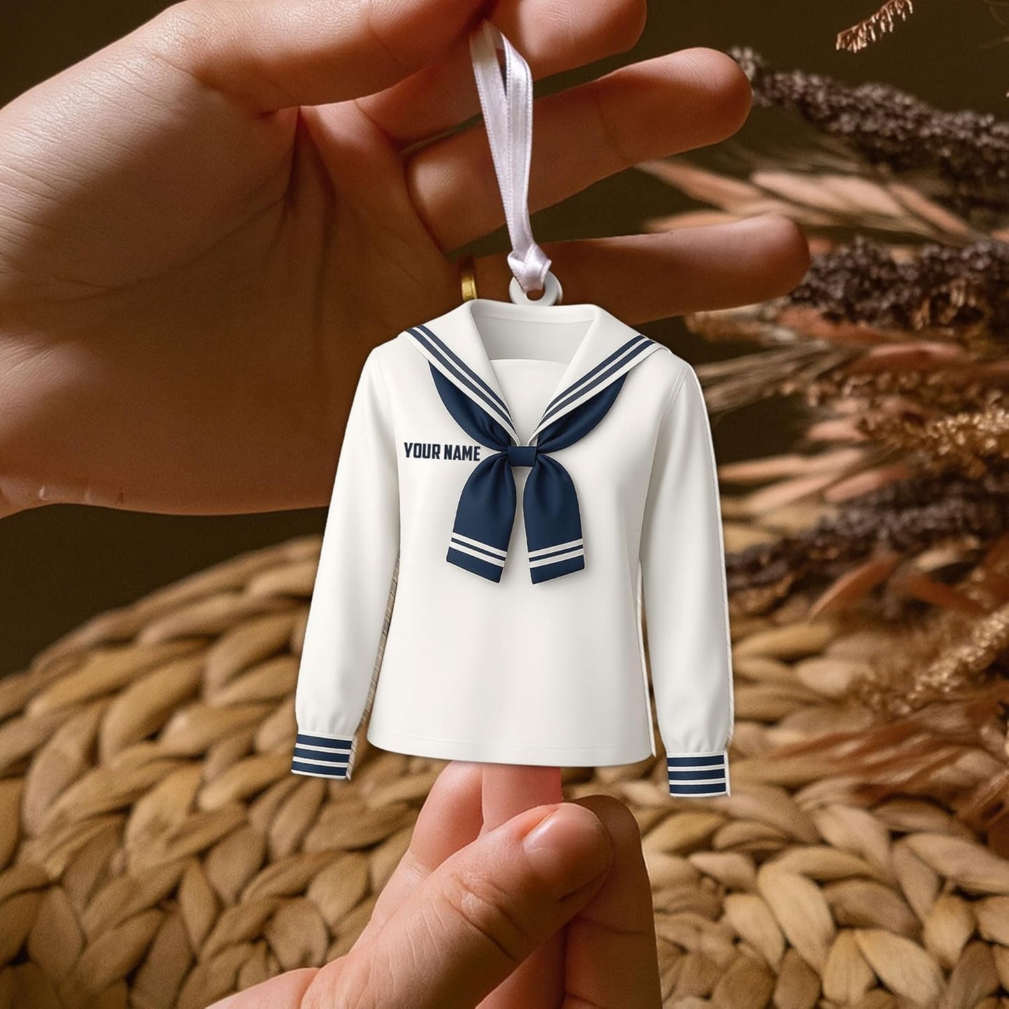 Personalized Sailor Ornament – Custom Captain Sailor Acrylic Ornament, Unique Sailing Glass Keepsake, Navy Captain Holiday Gift for Sailors TS18