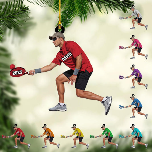 Custom Face & Name Pickleball Player Ornament – Pickleball Christmas Ornament Style 1