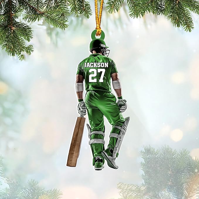 Personalized Cricket Christmas Ornament 2025, Custom Cricket Bat Ornament N19