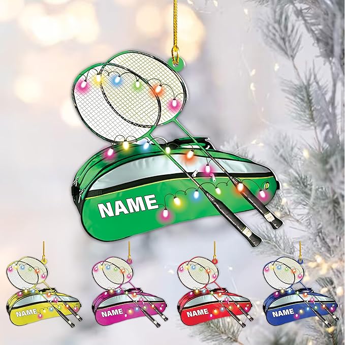 Personalized Badminton Ornament, Custom Christmas Gift for Players, Sports Lovers LL3