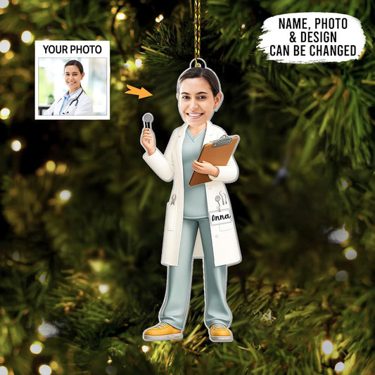 Custom Name and Photo Dentist Christmas Ornament 2