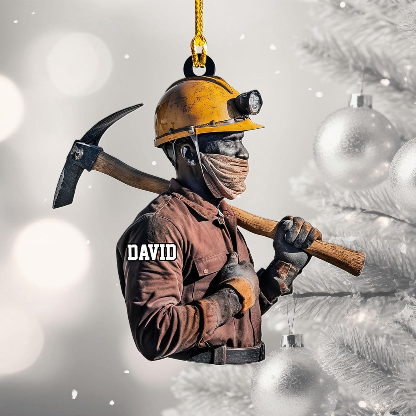 Custom Coal Miner Christmas Ornament – Personalized Name Decor Cmn11