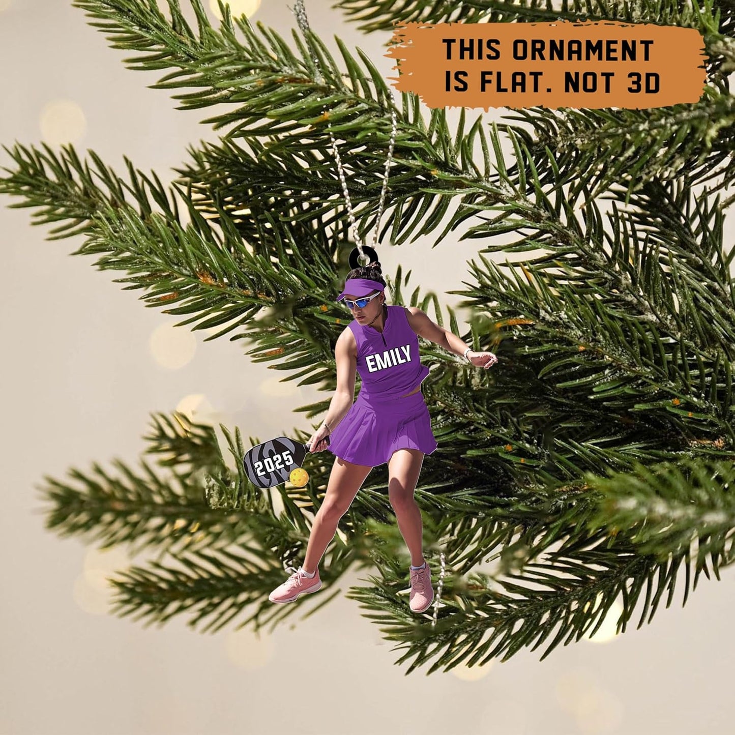 Custom Face & Name Pickleball Player Ornament – Pickleball Christmas Ornament Style 5
