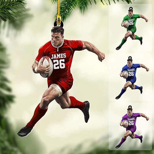 Personalized Rugby Player Christmas Gift for Sports Lovers - Rugby Ornament LL7