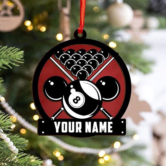 Personalized Billiards Ornament 2025, Billiards Christmas Ornaments N19