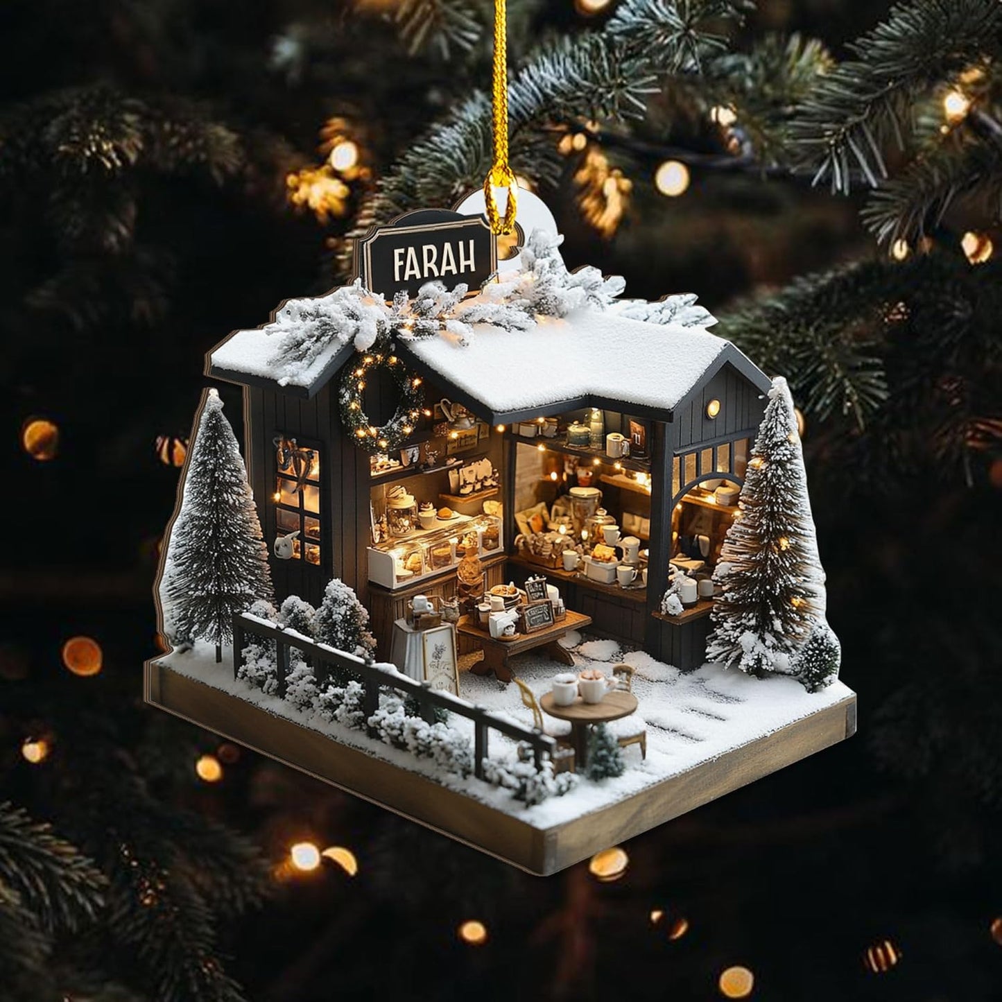 Personalized Coffee House Ornament – Unique Holiday Keepsake for Coffee Lover TC21