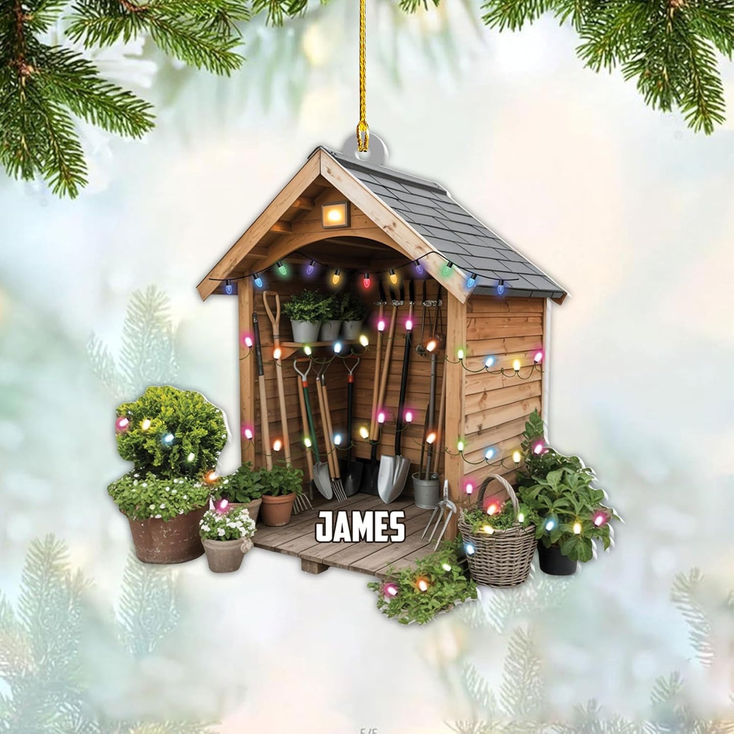 Custom Name Garden Equipment Ornament | Gardener Christmas Tree Decor Gift for Plant & Nature Lovers TG75
