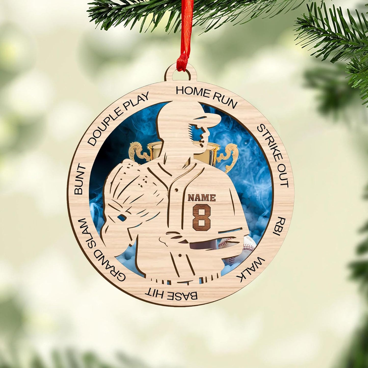 Personalized Softball Ornament – Custom Sports Christmas Tree C16