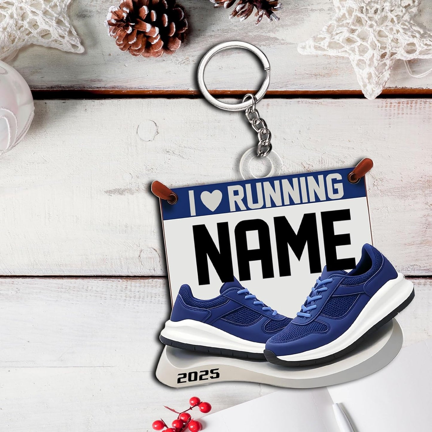 Personalized Running Ornament – Custom Marathon Acrylic Ornament, Runner Christmas Gift, Race Finisher Decoration TM5