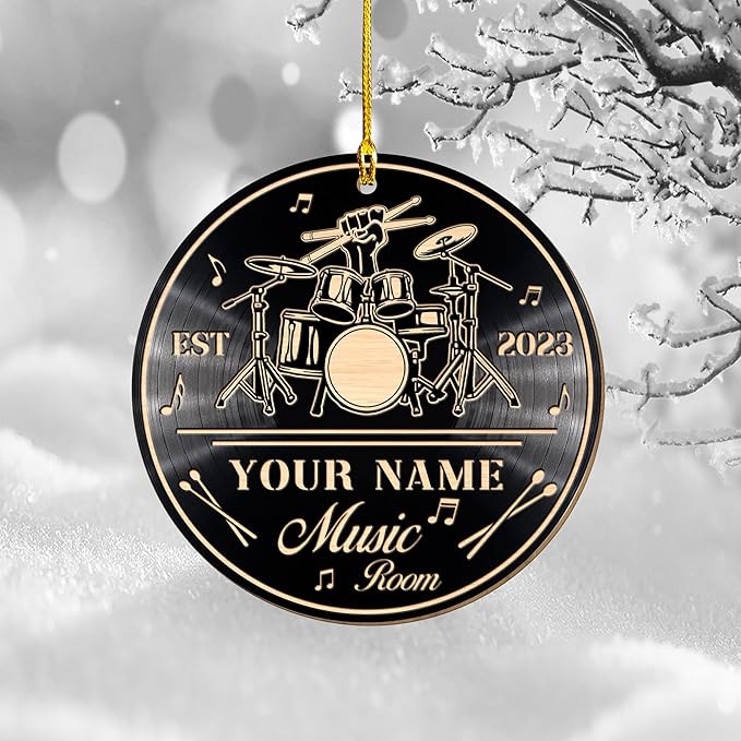 Custom Drum Set Ornament - Acrylic Christmas Gift for Drummers & Music Lovers LL15
