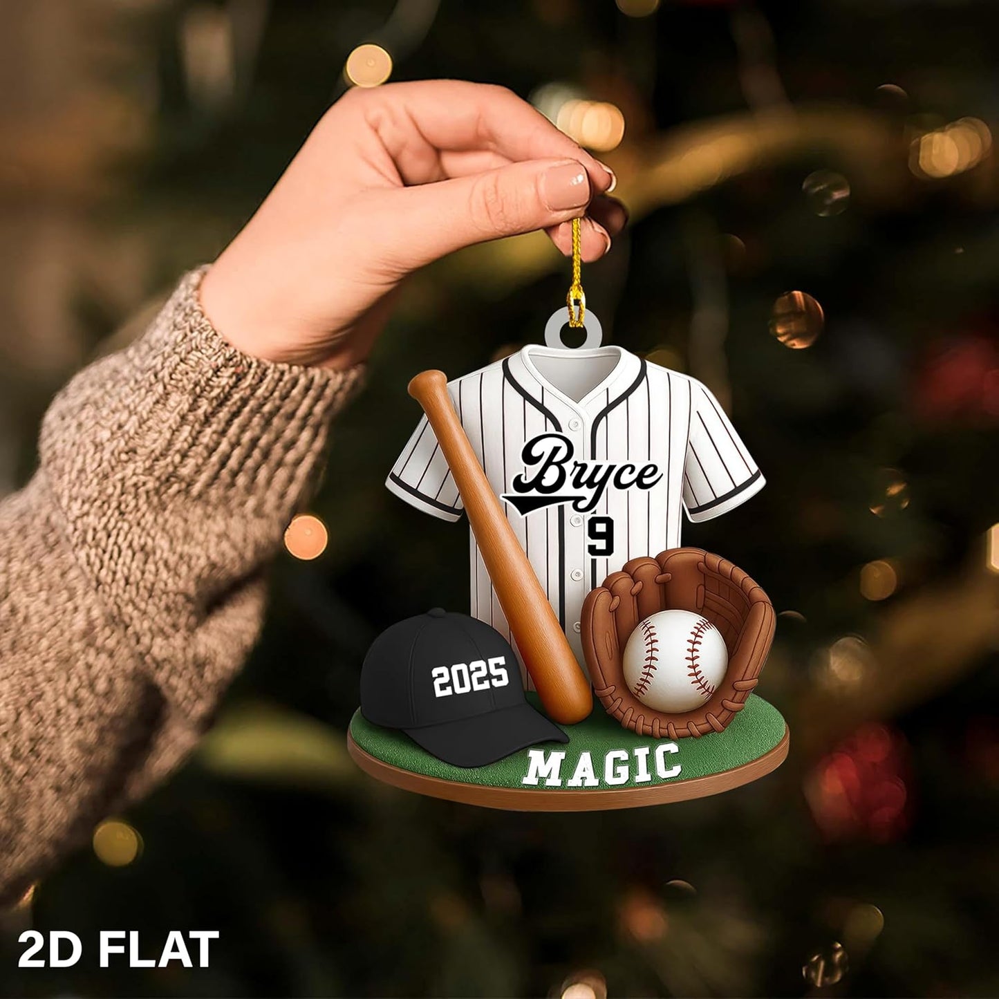 Personalized Baseball Christmas Ornament – Custom Name Acrylic Ornament, Sports Holiday Decoration, Baseball Player Gift TH21