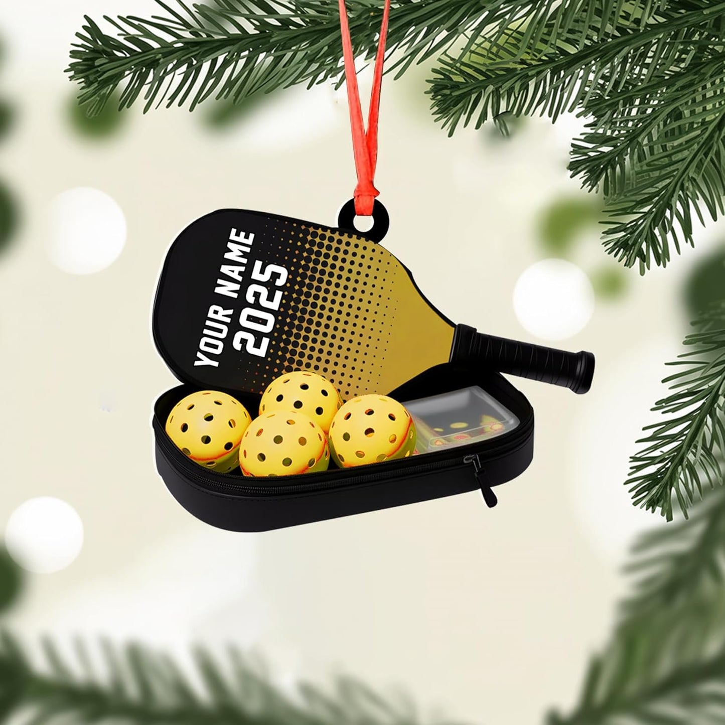 Custom Name and Year Pickleball Bag Ornament – Pickleball Christmas Ornament 2