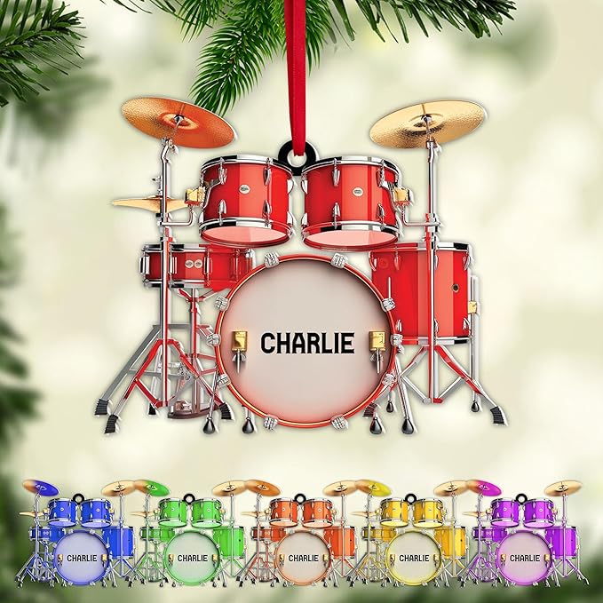 Custom Drum Set Ornament - Acrylic Christmas Gift for Drummers & Music Lovers LL11
