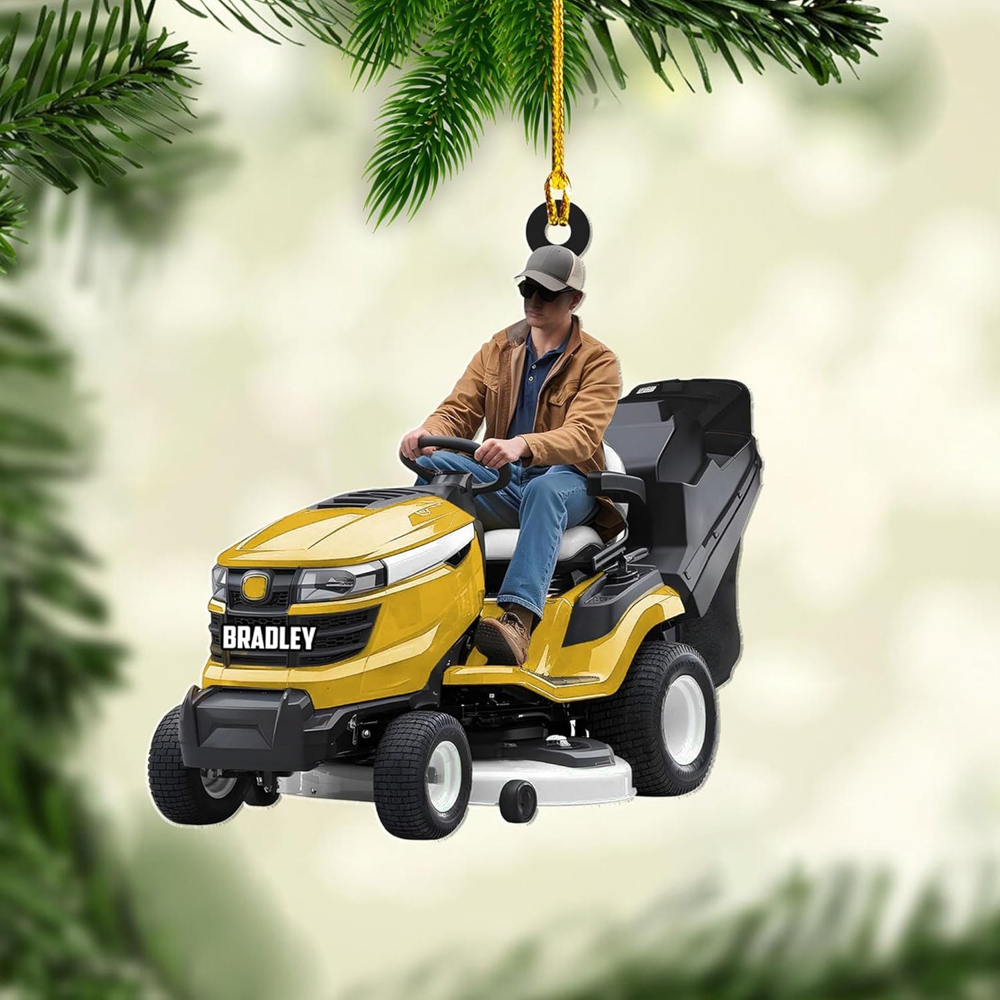 Custom Photo Lawn Mower Christmas Ornament | Personalized Gardening Holiday Keepsake Gift for Gardeners & Lawn Care Workers TG68