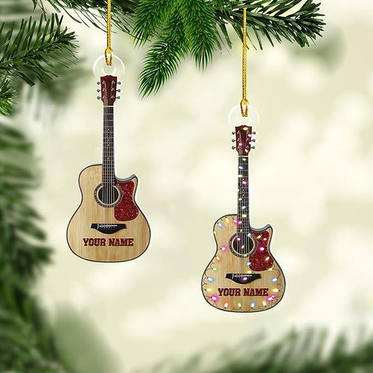 Custom Electric and Acoustic Guitar Christmas Ornament - Guitar Ornament Gift LL27