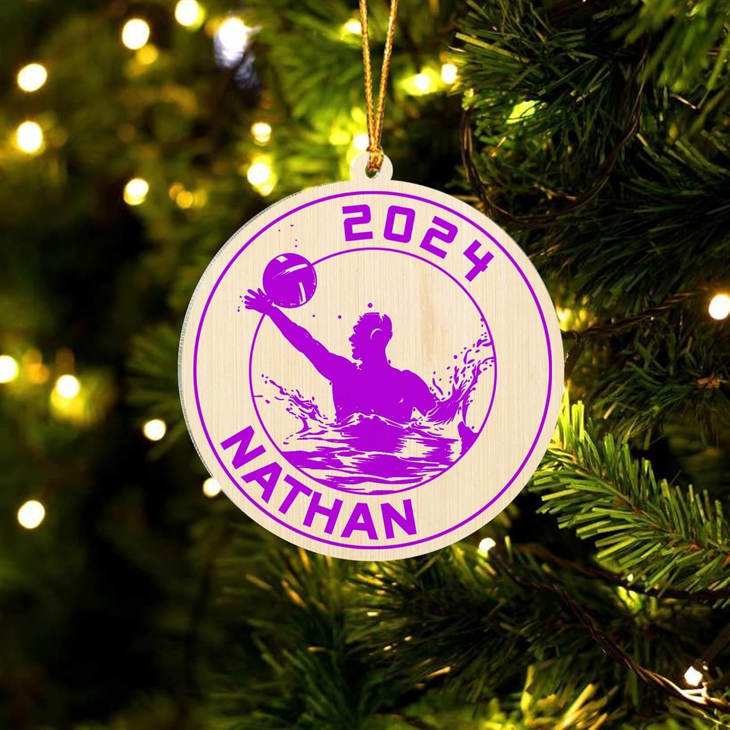 Personalized Water Polo Christmas Ornament – Custom Name Water Polo Ball Acrylic Ornament, Sport Holiday Tree Decoration TW15